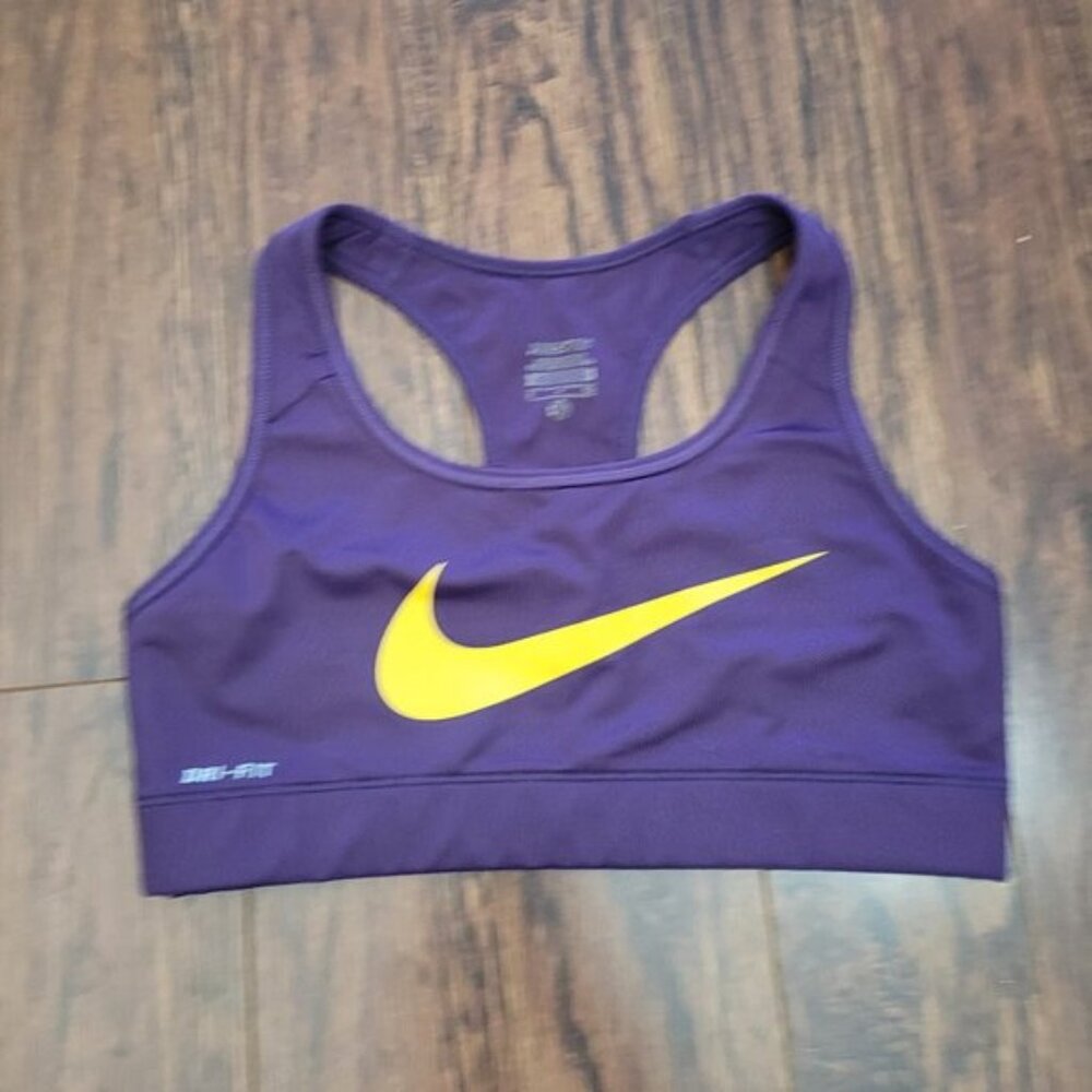 Nike Dri-Fit Racerback Sports Bra Top Athletic Running Purple Fitted Stretch S